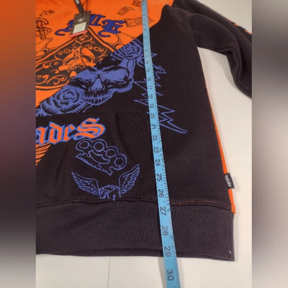 Black Pike Men's Orange and Black Graphic Hoodie Size ((2XL)